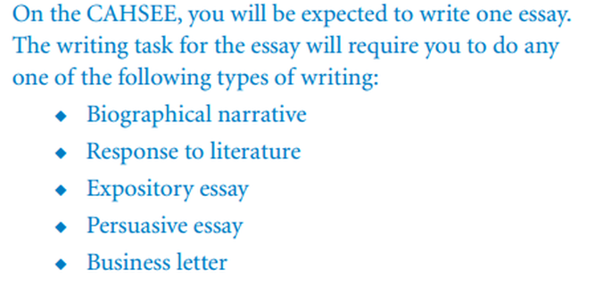 Cahsee essay types